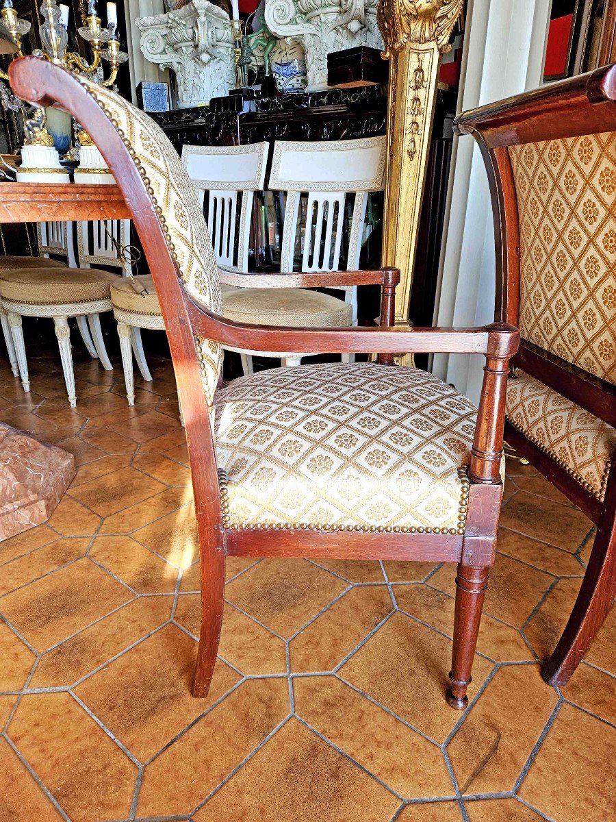 Pair Of Directoire Armchairs, Mahogany, Reversed Back, Circa 1800-photo-6