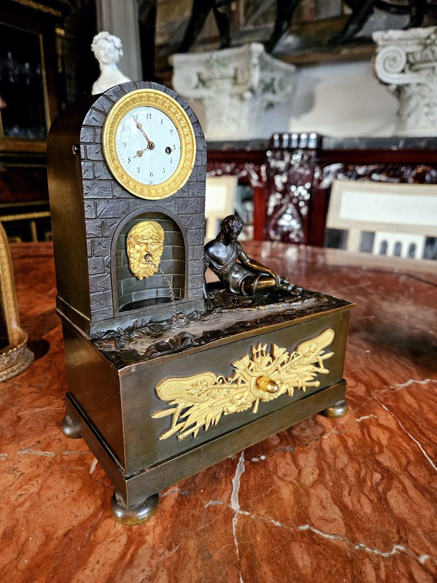 Desk Clock Inkwell Depicting Narcissus C. 1820-photo-1