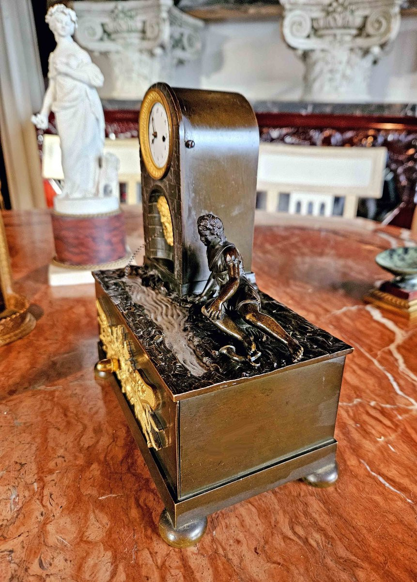 Desk Clock Inkwell Depicting Narcissus C. 1820-photo-7