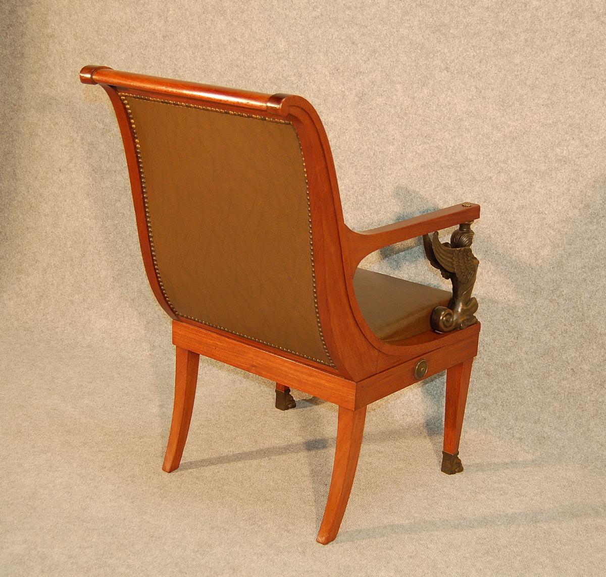 Office Chair "with Sphinxes" And Mahogany Bronze, Model From G Jacob-photo-3