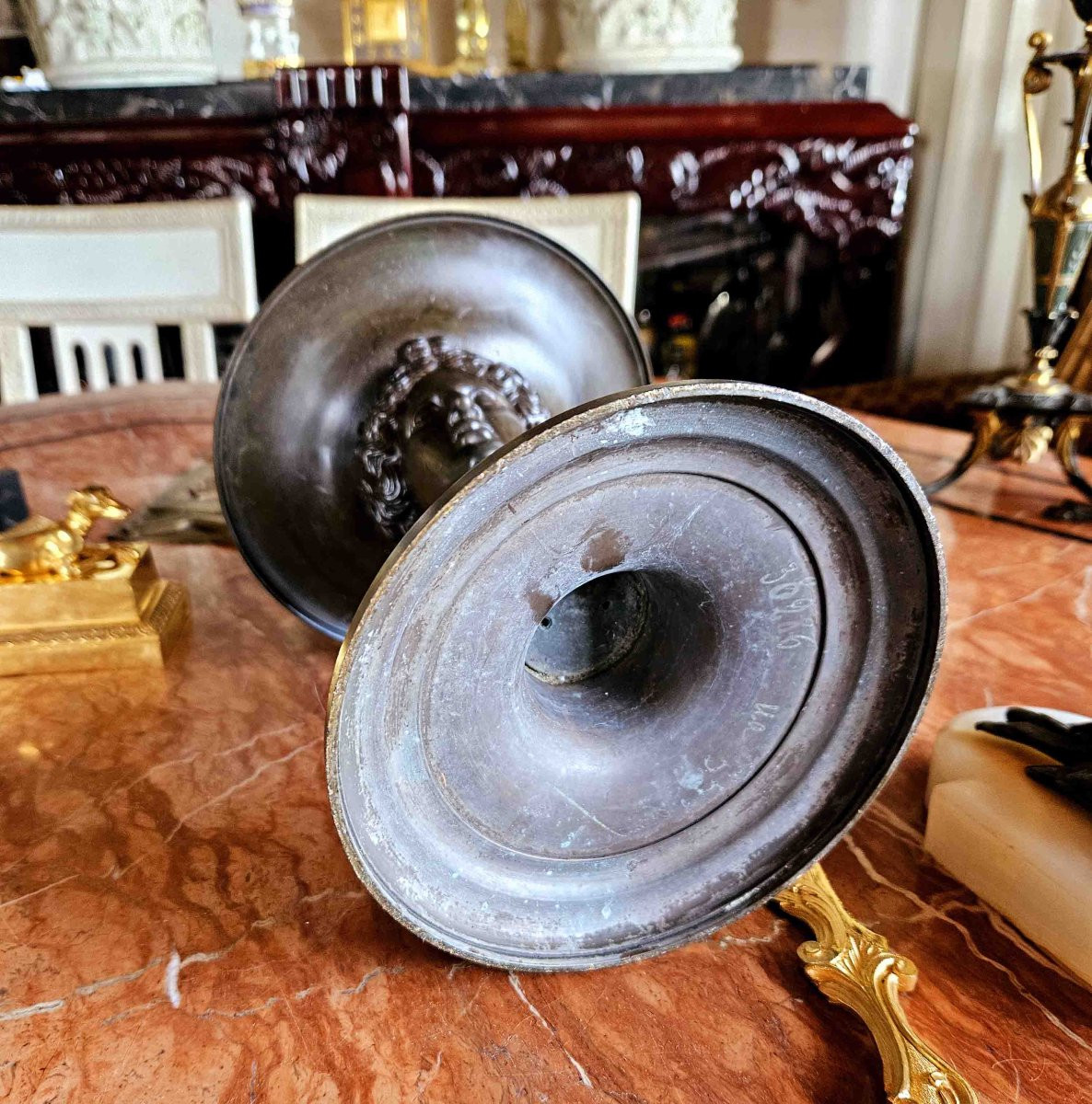 Tazza à l'Antique En Bronze Patiné Signée Barbedienne-photo-6