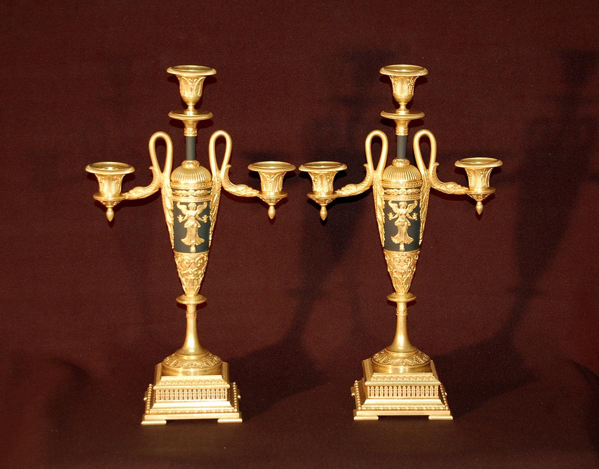 Candelabra Empire Gilt Bronze And Chiseled-photo-2