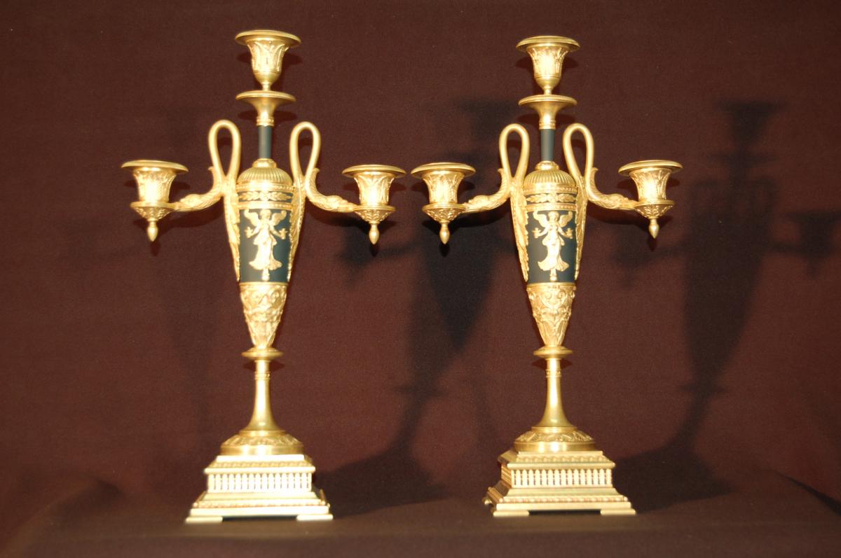 Candelabra Empire Gilt Bronze And Chiseled-photo-3