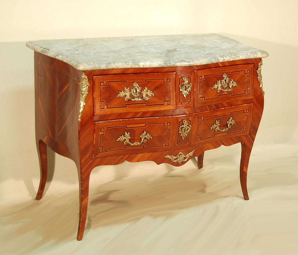 Inlaid Commode Louis XV Period-photo-2