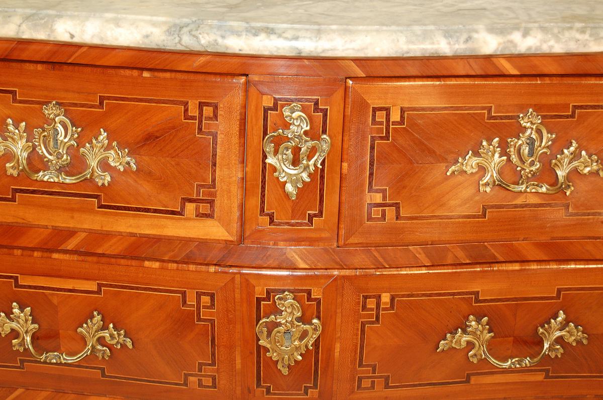 Inlaid Commode Louis XV Period-photo-3