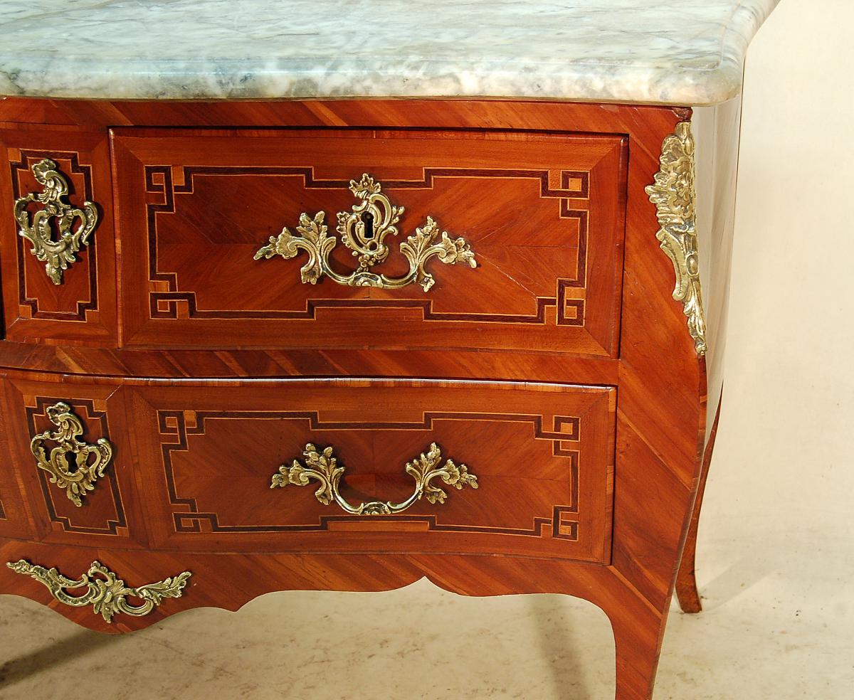 Inlaid Commode Louis XV Period-photo-4