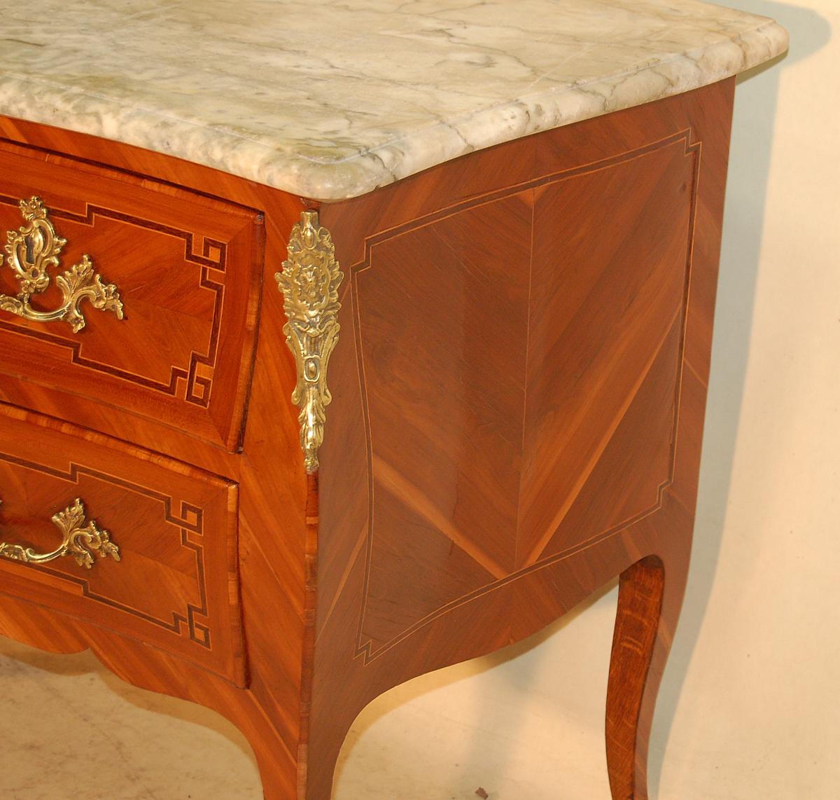 Inlaid Commode Louis XV Period-photo-6