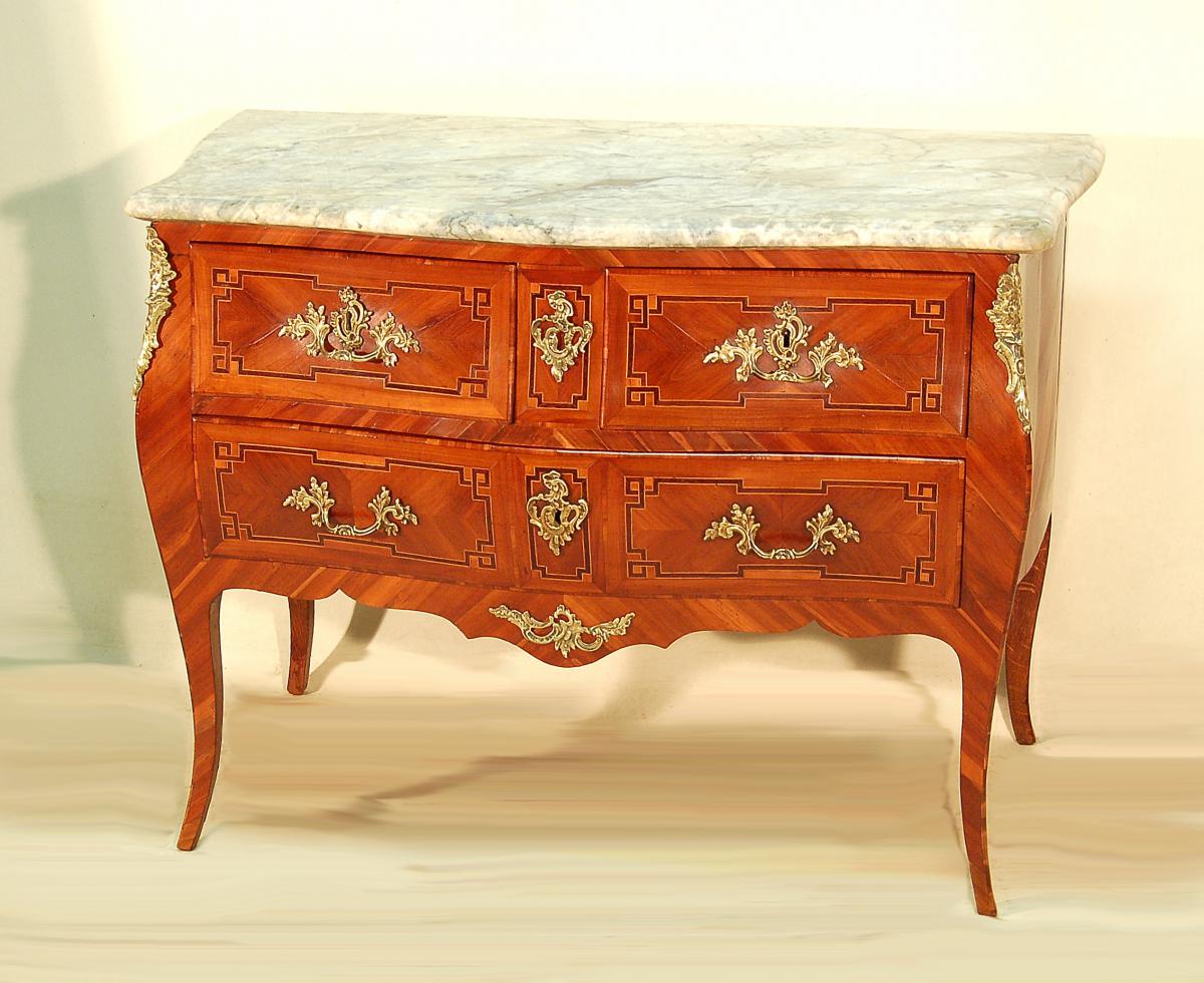 Inlaid Commode Louis XV Period-photo-7