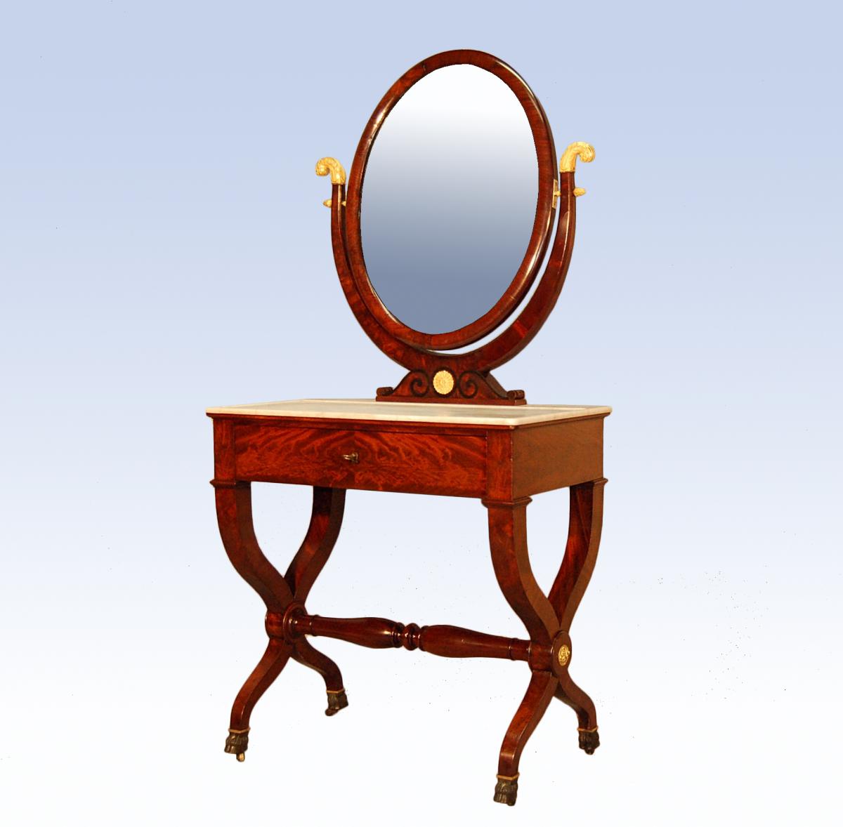 Dressing Time Empire Mahogany And Gilt Bronze