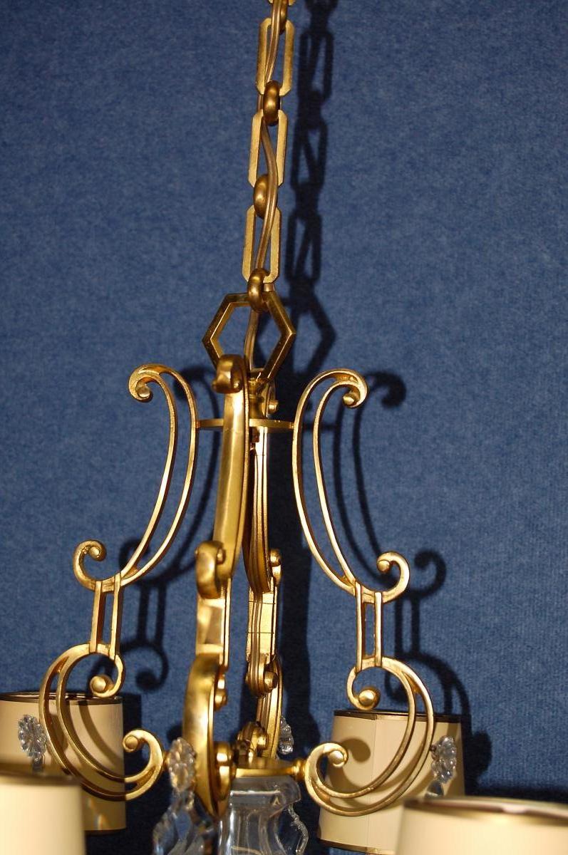 Important Chandelier Gilt Bronze And Crystal-photo-3