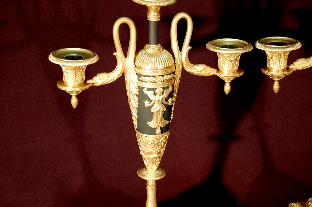 Candelabra Empire Gilt Bronze And Chiseled-photo-3