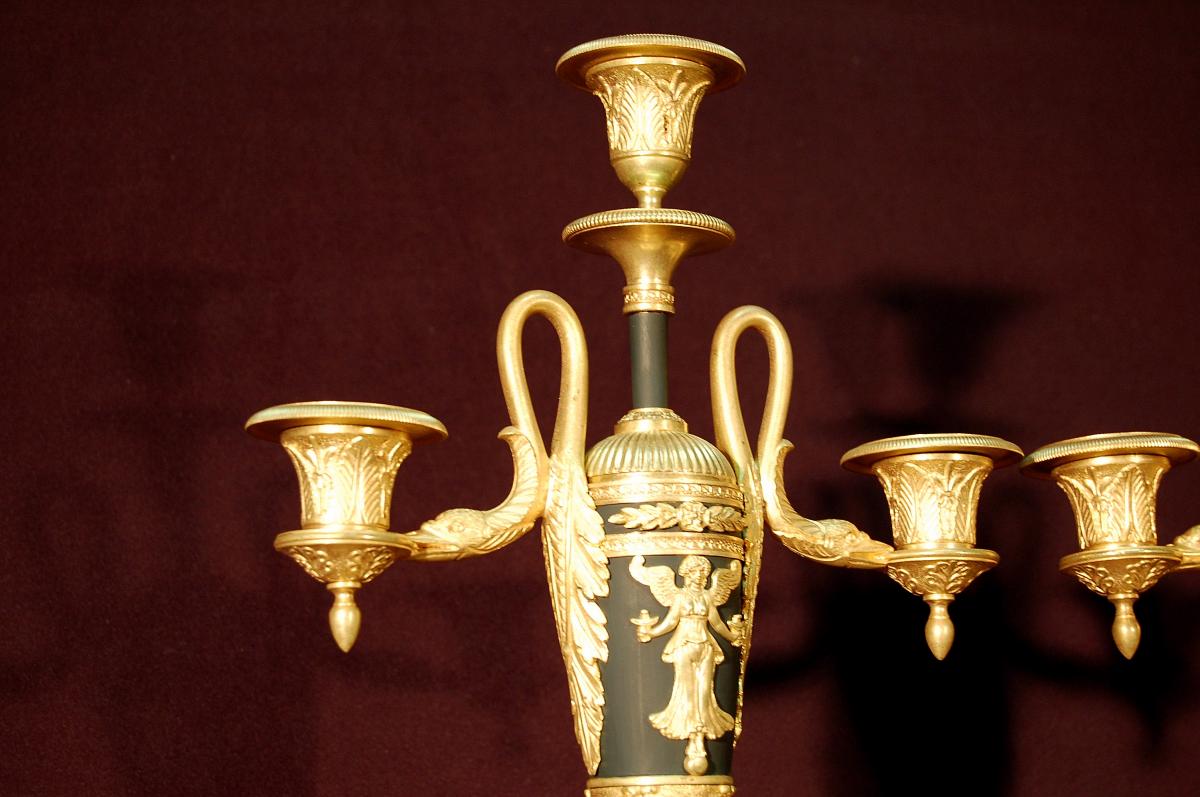 Candelabra Empire Gilt Bronze And Chiseled-photo-4