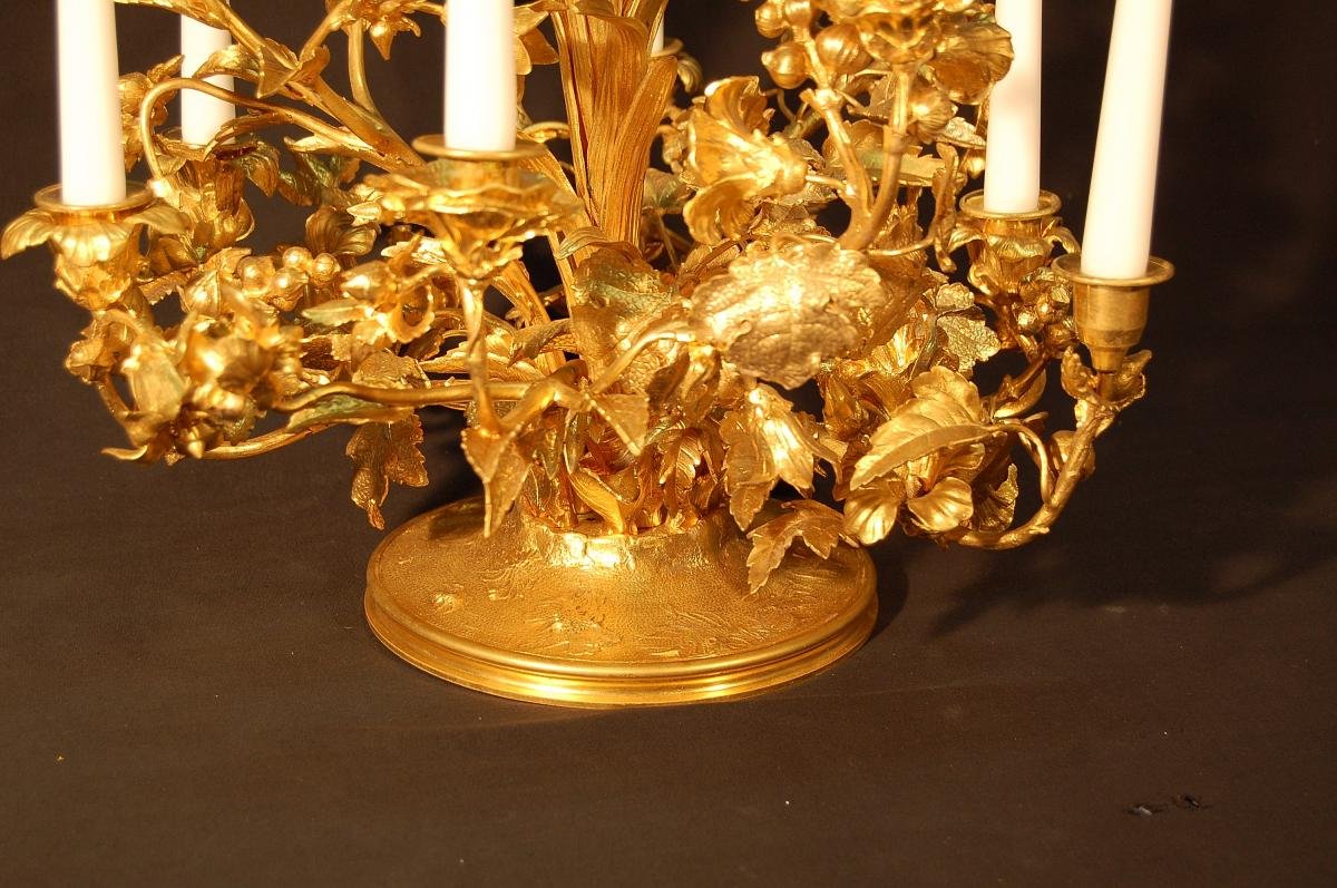 Important Table Center In Gilt Bronze And Chiseled Nineteenth Century-photo-2