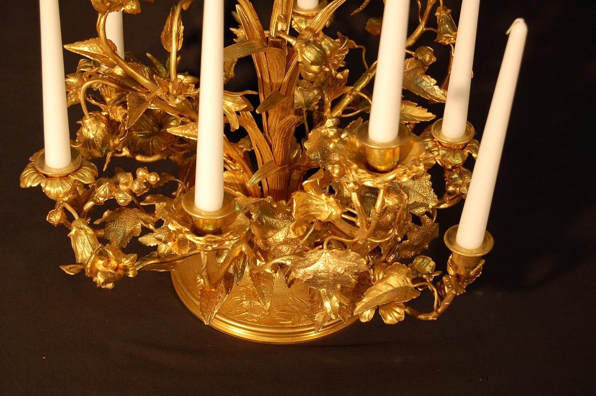 Important Table Center In Gilt Bronze And Chiseled Nineteenth Century-photo-4