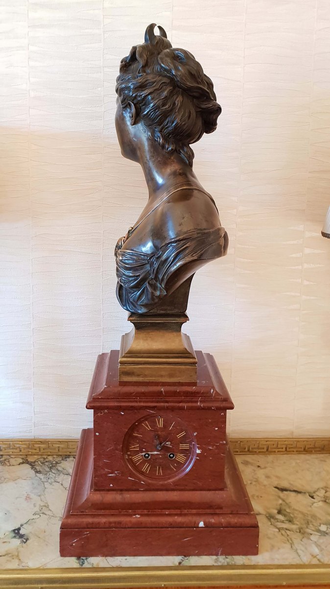 Bust Of Diane In Bronze XIXth Jean Antoine Houdon Ht 77 Cm-photo-2