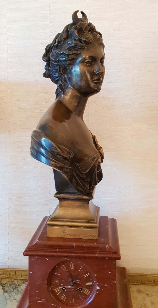 Bust Of Diane In Bronze XIXth Jean Antoine Houdon Ht 77 Cm-photo-5