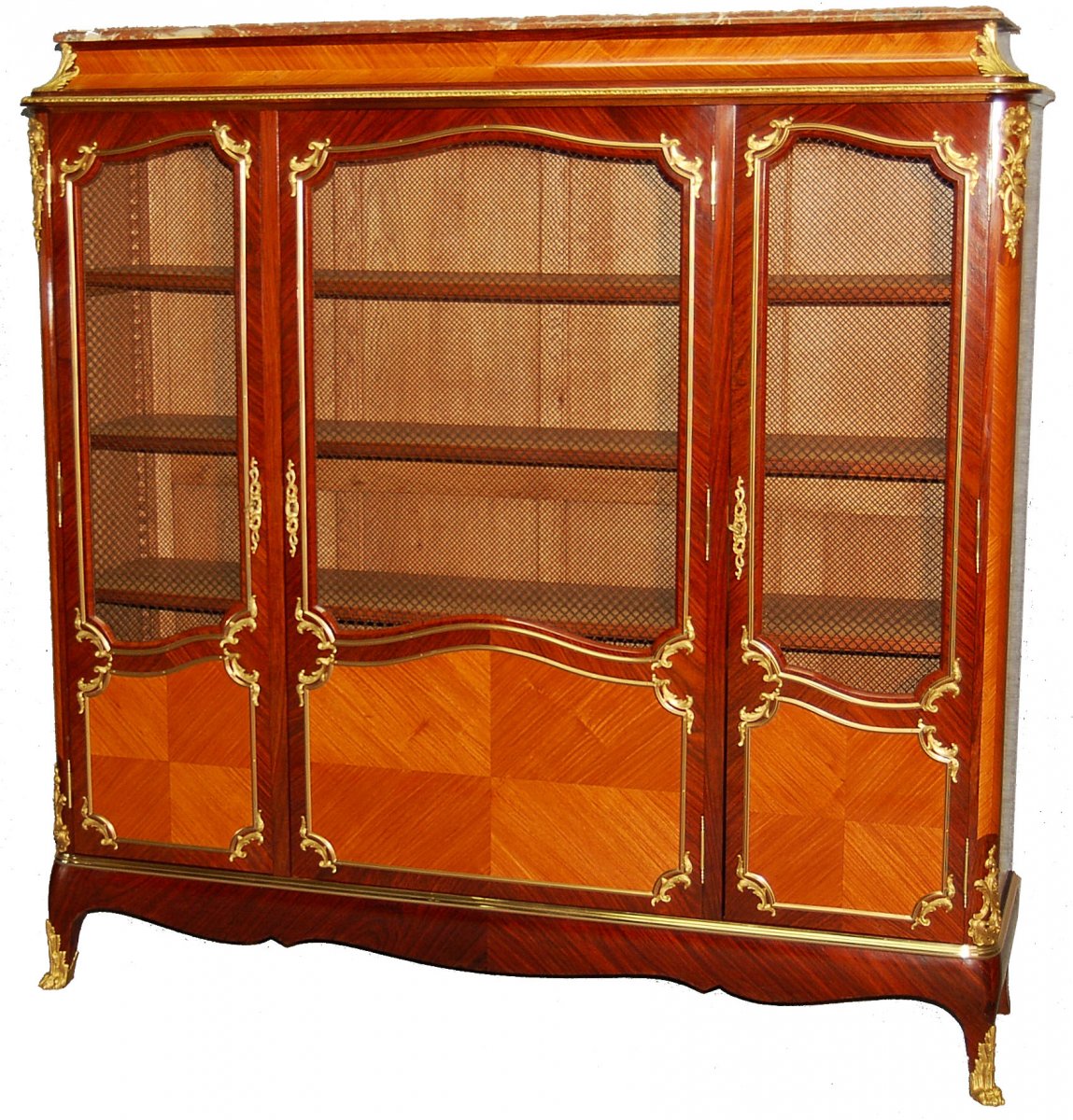 Louis XV Library In Rosewood, Rosewood And Gilt Bronze