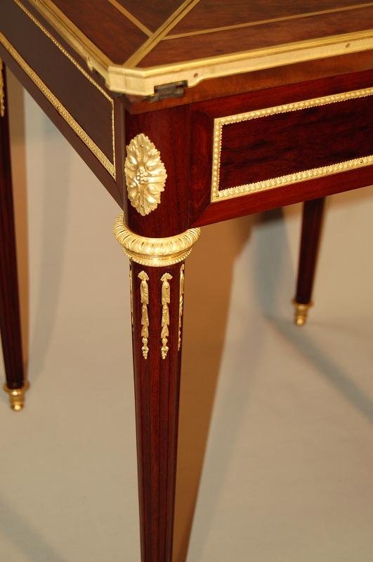 Mahogany And Gilt Bronze Game Table, Signed-photo-3