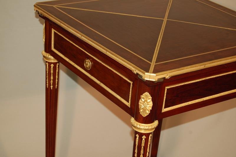 Mahogany And Gilt Bronze Game Table, Signed-photo-5