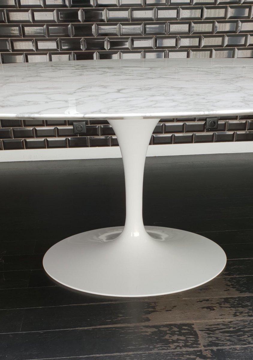 Knoll Saarinen Oval Table White Marble-photo-3