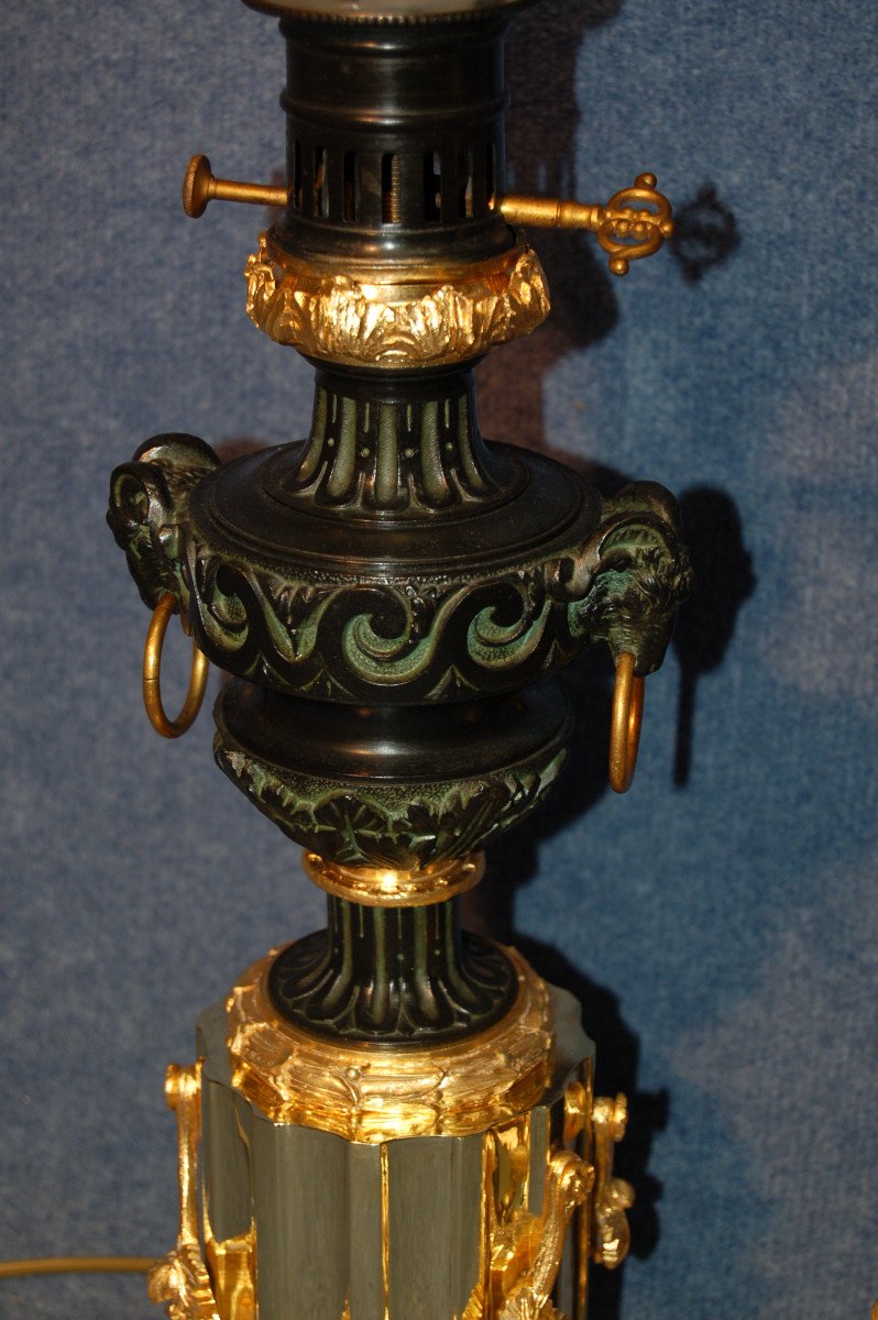 Important Pair Of Gilt Bronze Lamps With Mercury Nineteenth Century-photo-4