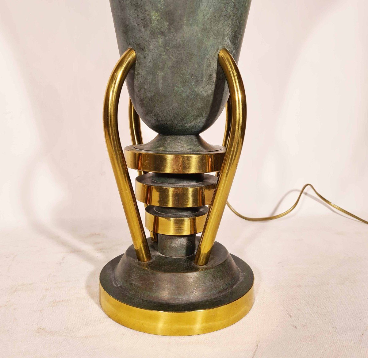 Etling Large Art Deco Double Patina Lamp-photo-2