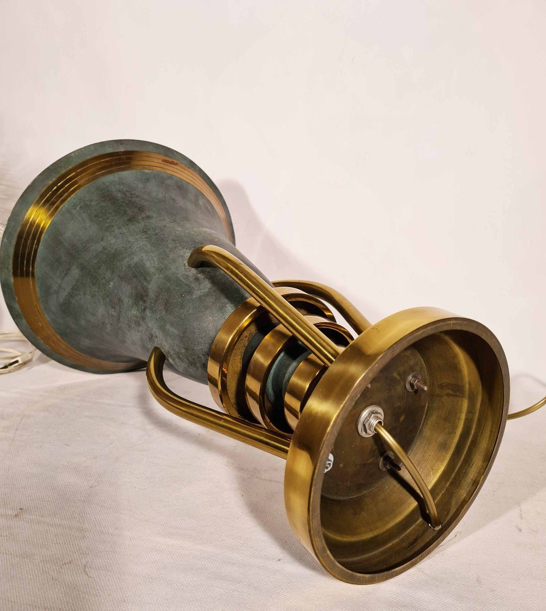 Etling Large Art Deco Double Patina Lamp-photo-5