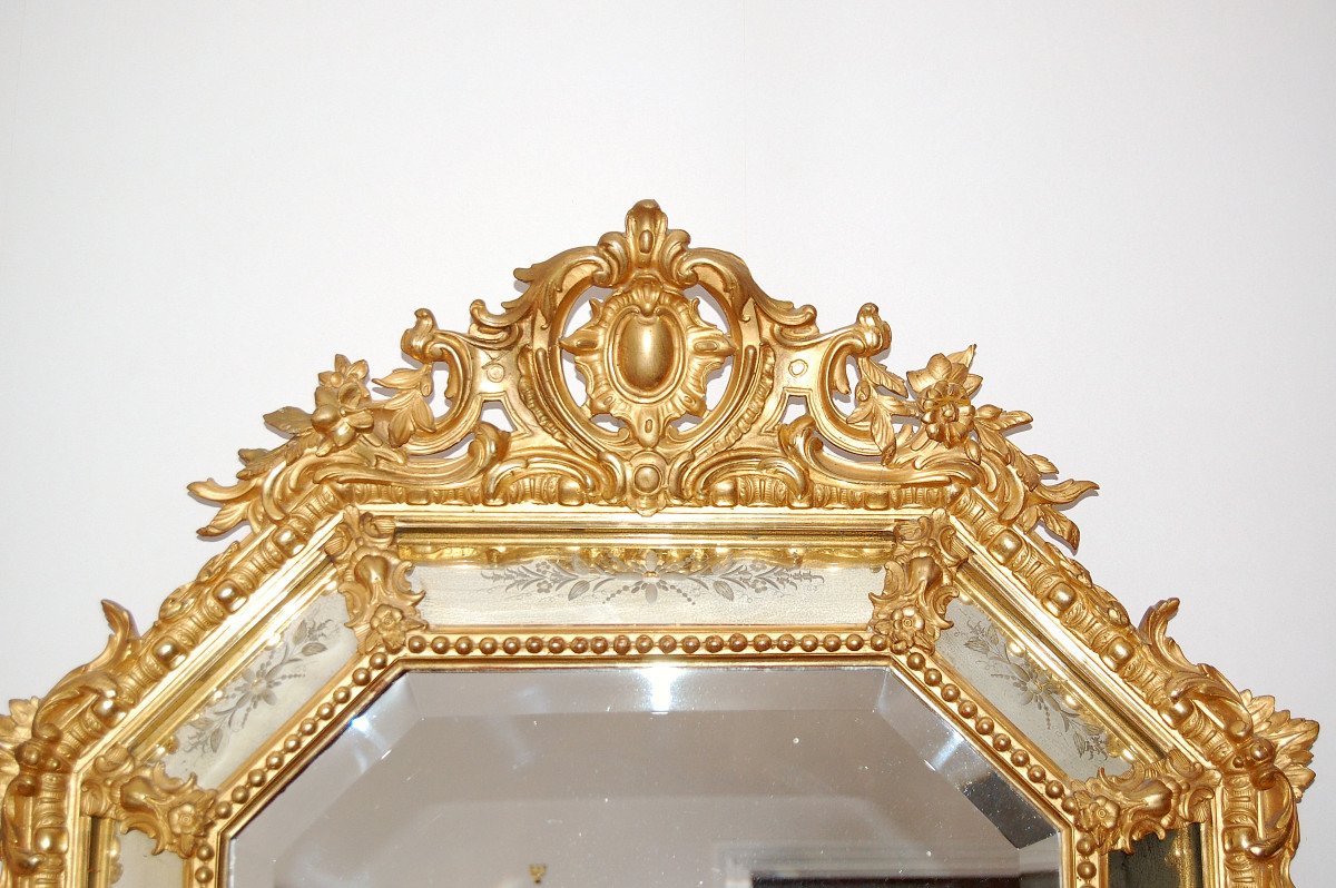 Important Golden Mirror With Parecloses End Of The 19th Century-photo-2