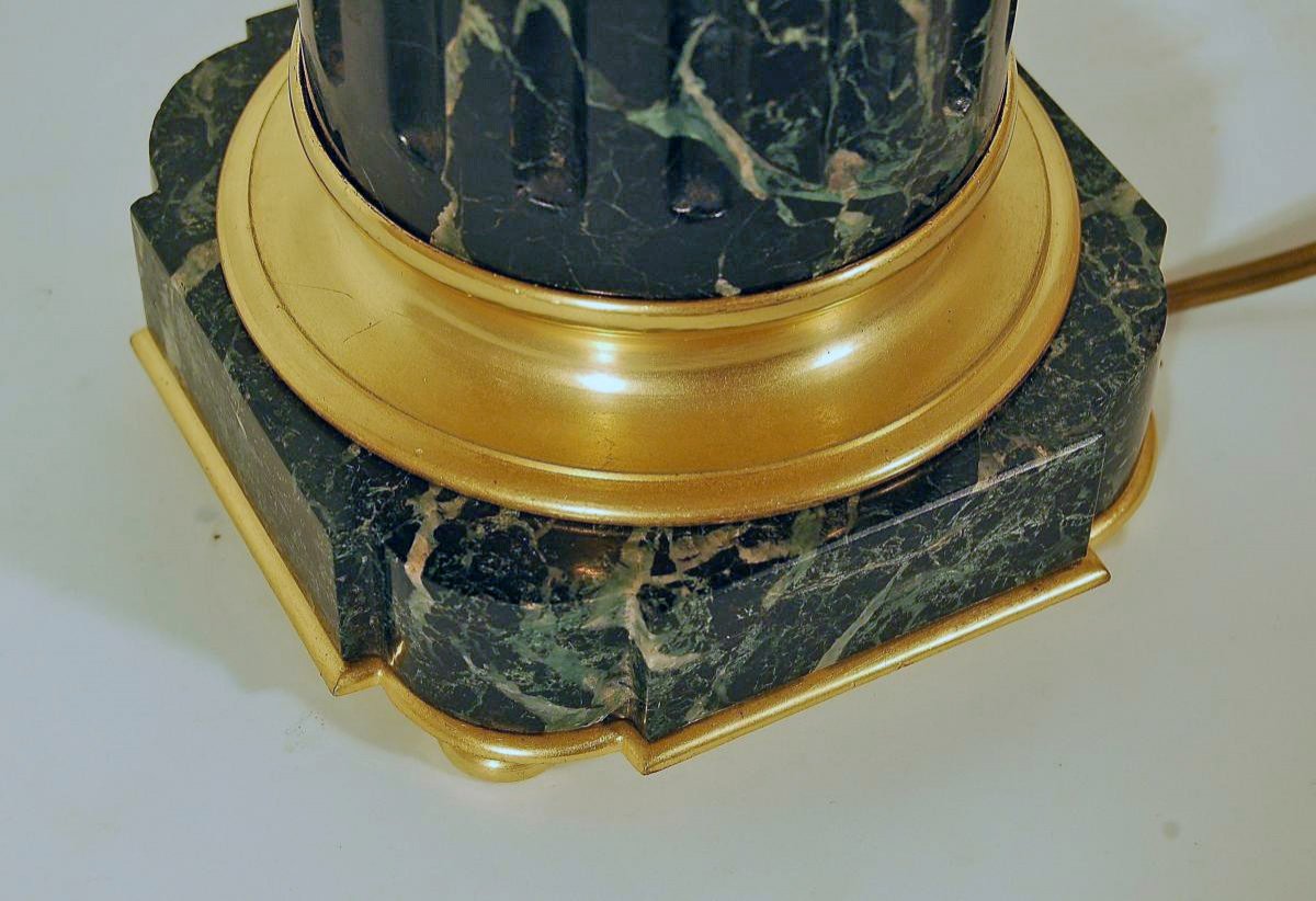 Maison Jansen Importante Lampe Marbre Et Bronze Doré Ht 98 Cm-photo-1