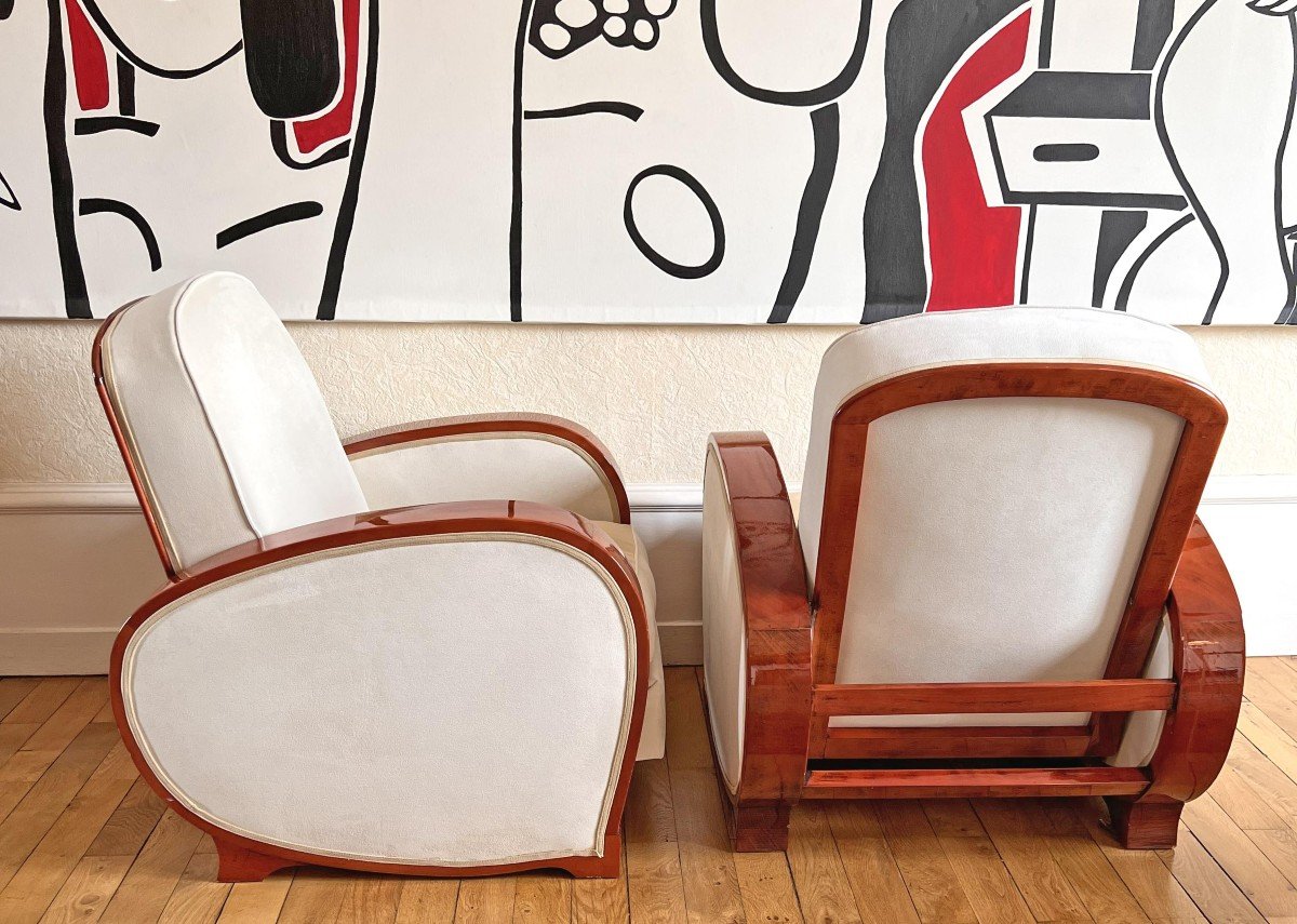 Pair Of Large Art Deco Convertible Armchairs In Mahogany-photo-4