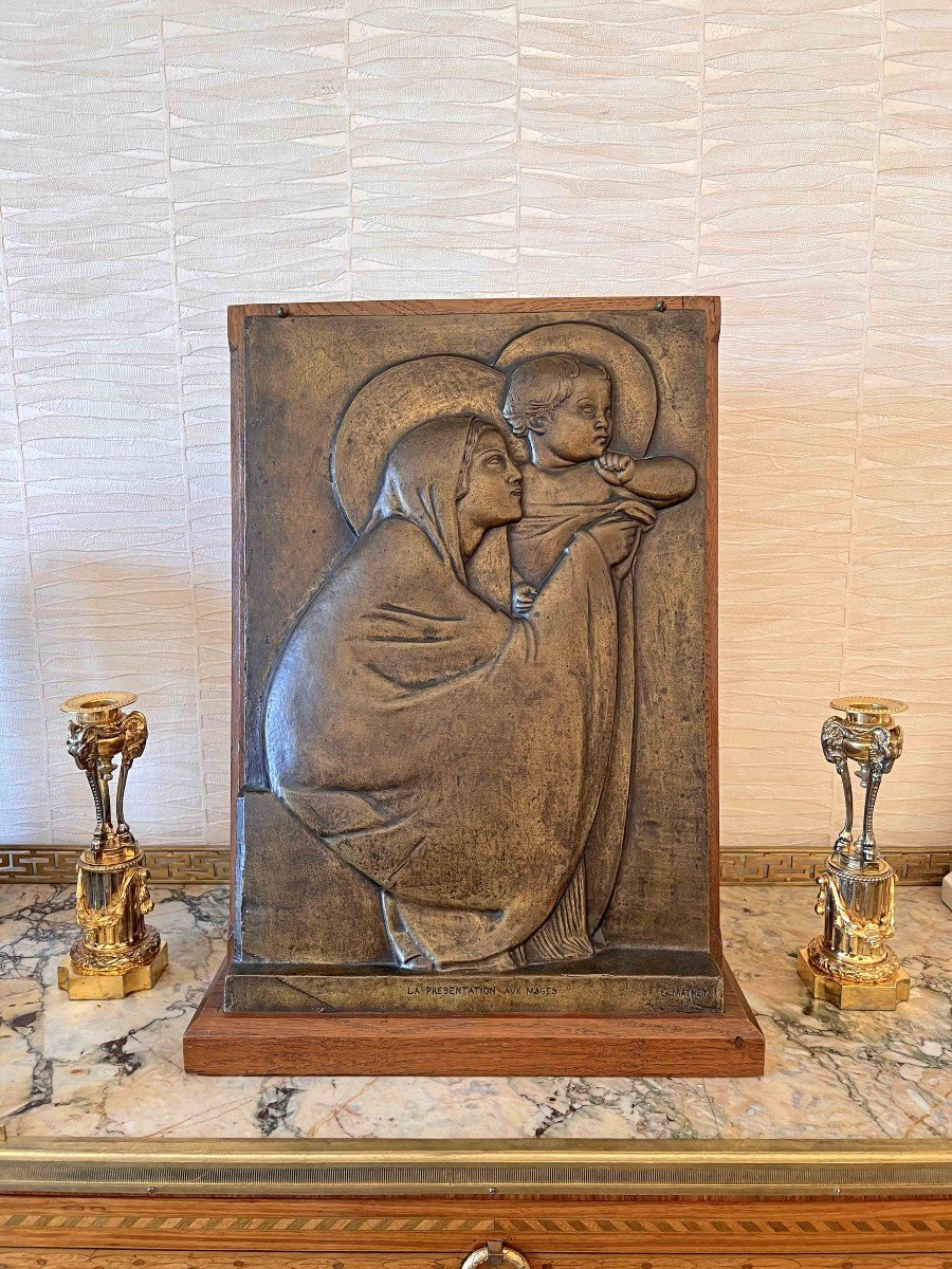 Georges Mathey (1887-1915) Patinated Bronze Bas Relief Dated 1912-photo-2