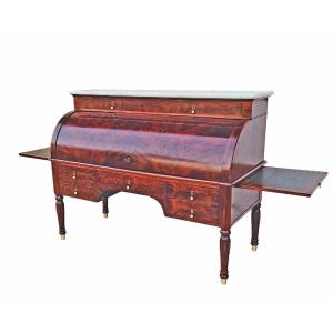 Othon Kolping (1775-1853) Cylindrical Desk From Empire Ep Empire Mahogany National Furniture