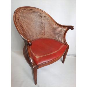 18th Century Dutch Office Armchair Leather Seat