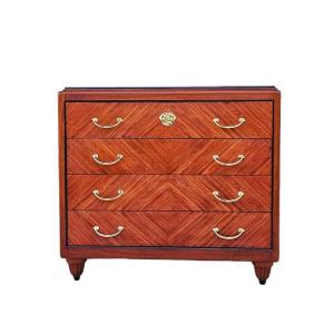 Art Deco Commode In Mahogany And Coral Wood Signed Majorelle