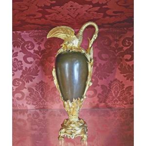 Vase D&eacute;coratif au cygne Bronze Patin&eacute; Et Dor&eacute; Au Mercure 1830