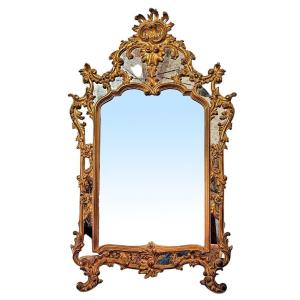 Large Gilded Mirror With St Louis XV Glazing Beads