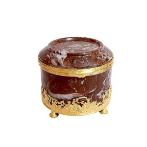 Red Marble And Gilt Bronze Box