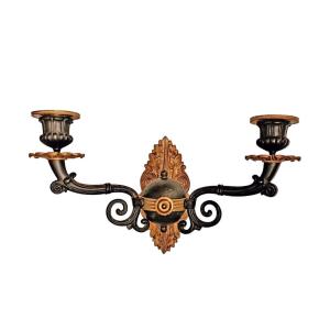 Paire d&#039;Appliques vers 1820 Bronze Double Patine