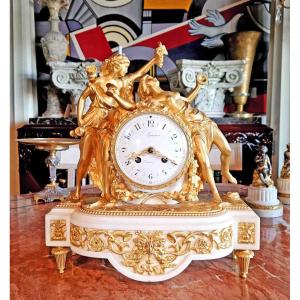 "bacchantes" Clock Gilt Bronze And Marble 