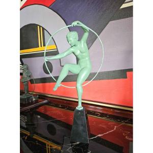 Derenne Art Deco Sculpture Hoop Dancer