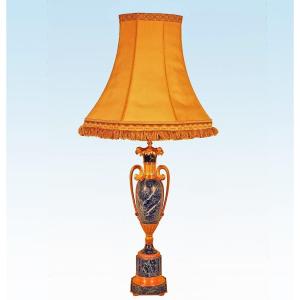 Maison Jansen Importante Lampe Marbre Et Bronze Doré Ht 98 Cm