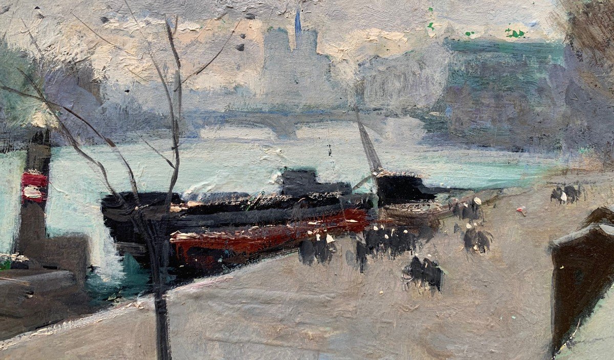 View Of The Quays In Paris By Jules René Hervé 1887/1981-photo-3