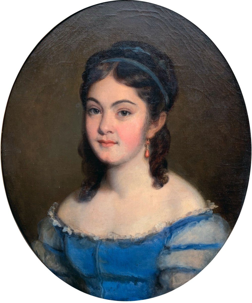 Portrait Jeune Fille Signé Fanny Gilbert (1820/…)-photo-2