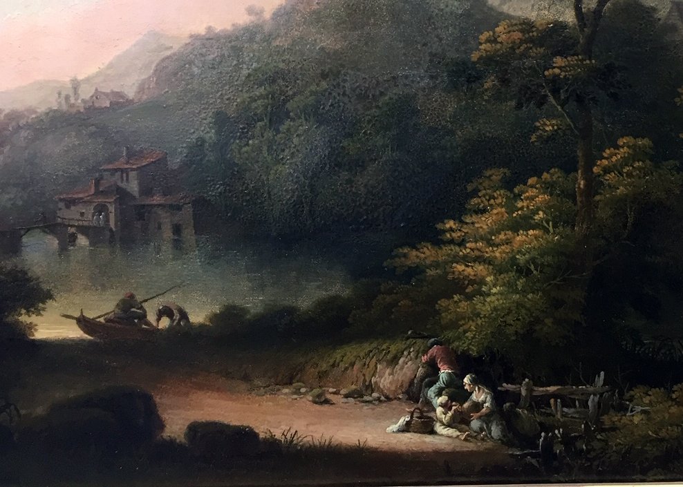 Paysage Lacustre Animé Att. Göbell Gerrit Hendrik (1786/1833)-photo-3