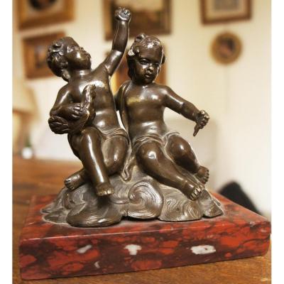 Groupe De Deux Putti XVIIIe Siècle