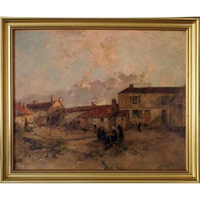 Women In A Farm Court Nineteenth Signed Vauthier