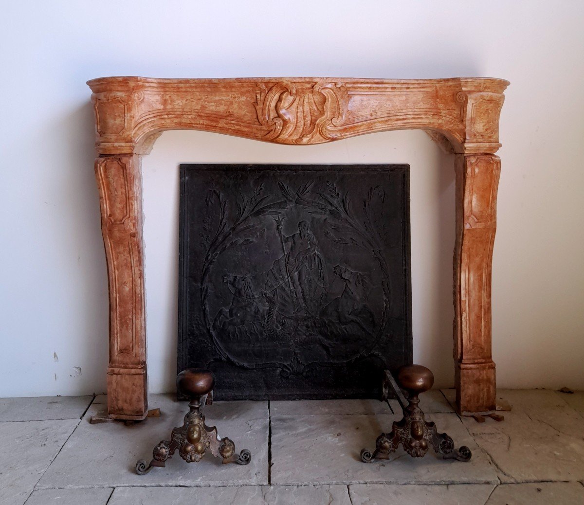 Small Louis XV Stone Fireplace