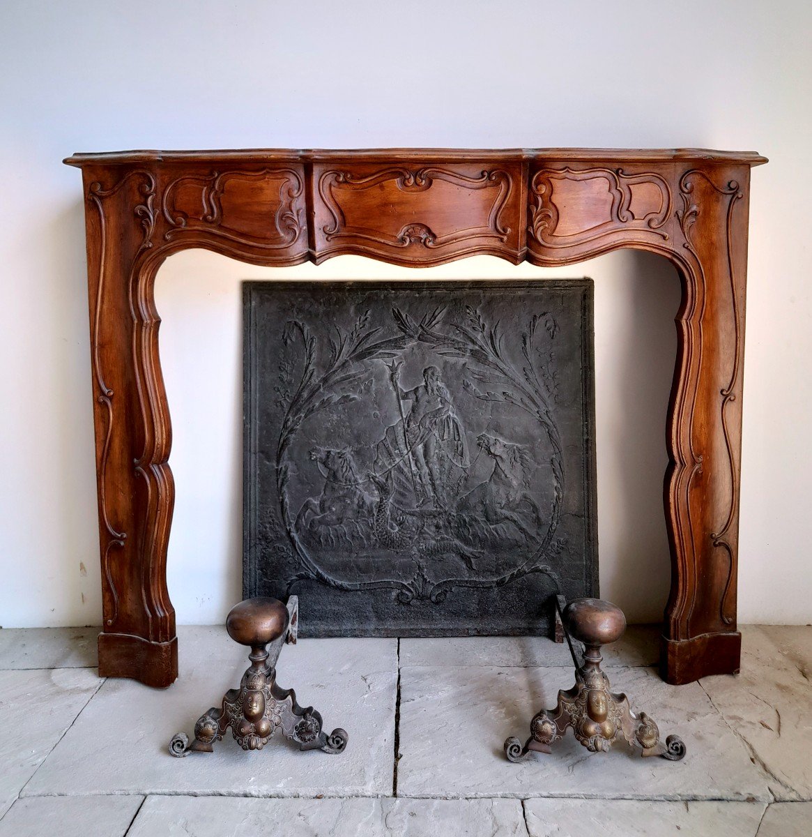 Louis XV Style Fireplace In Walnut