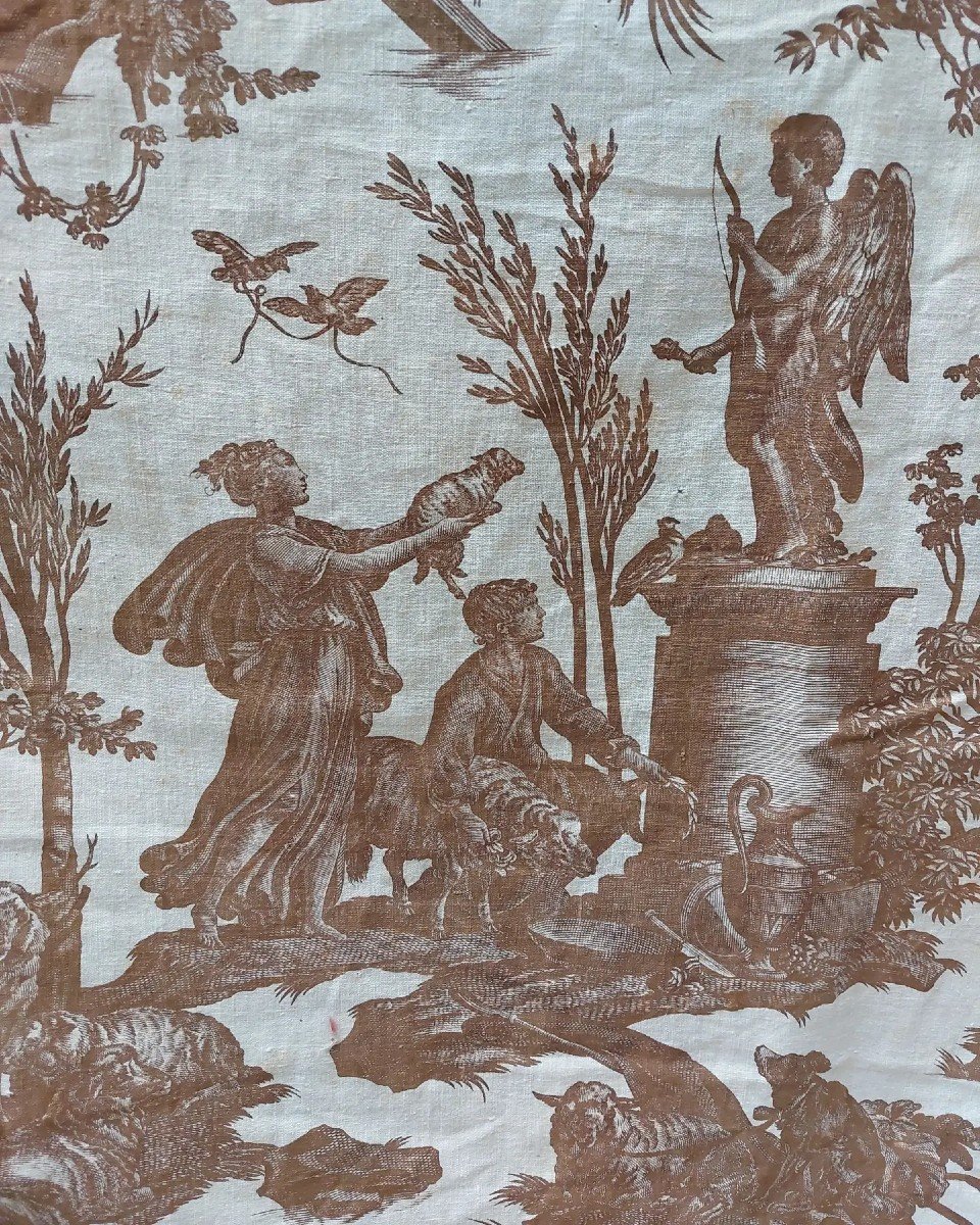 Ensemble Coupon  Toile De Jouy l'Offrande à l'Amour époque XVIIIe 