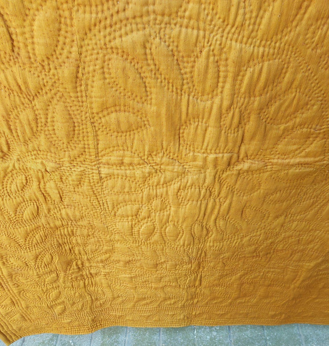 Quilted Blanket Mid-19th Century Bourette Silk-photo-2